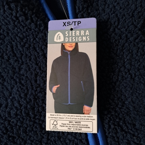 Sierra Designs Full Zip Fleece Women's XS Shepra Zip Jacket Blue NWT - Picture 9 of 12